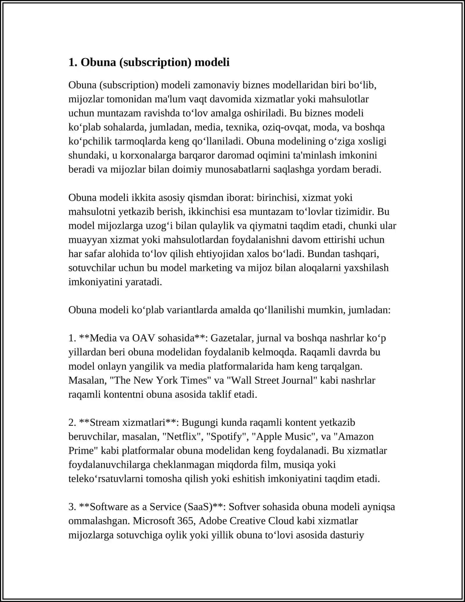 BIZNES MODELLARNING TURLARI 4