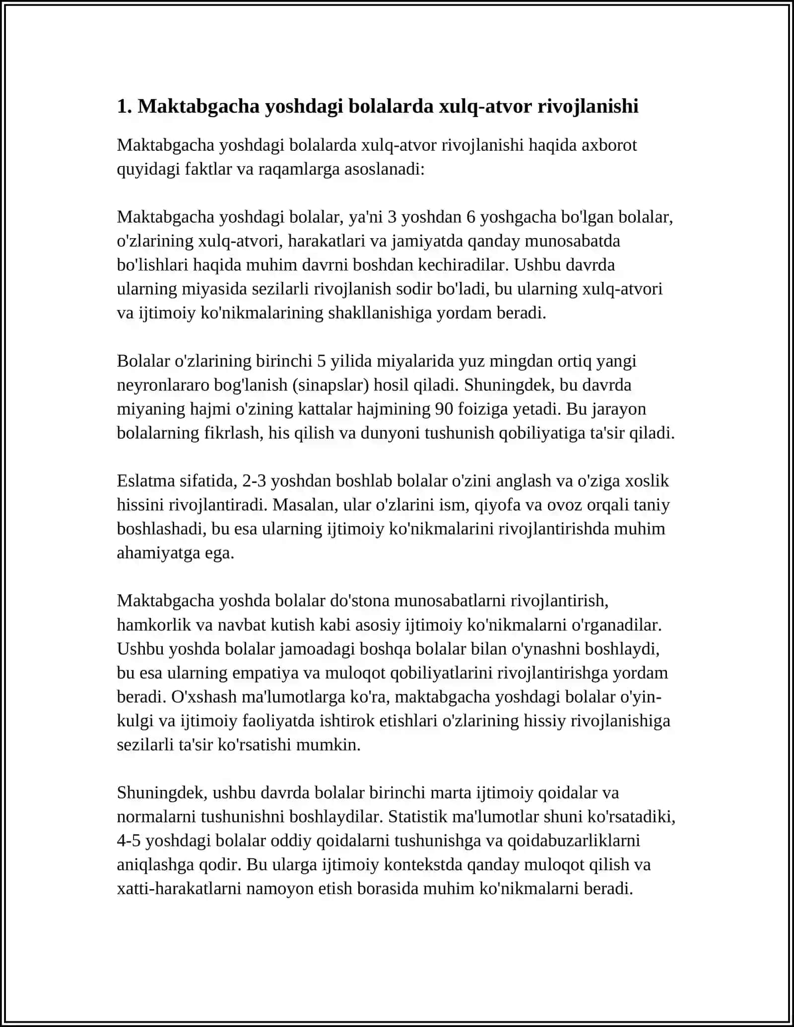 MAKTABGACHA YOSHDAGI BOLADA XULQ MOTIVLARINING RIVOJLANISHI VA OʻZIGA BAHO BERISHI SHAKLLANISHI 4