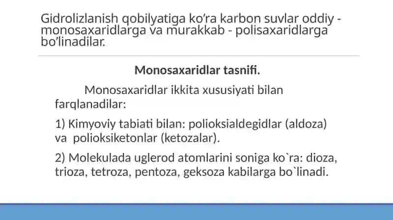Tibbiy kimyo fanining karbonsuvlar mavzusi 4