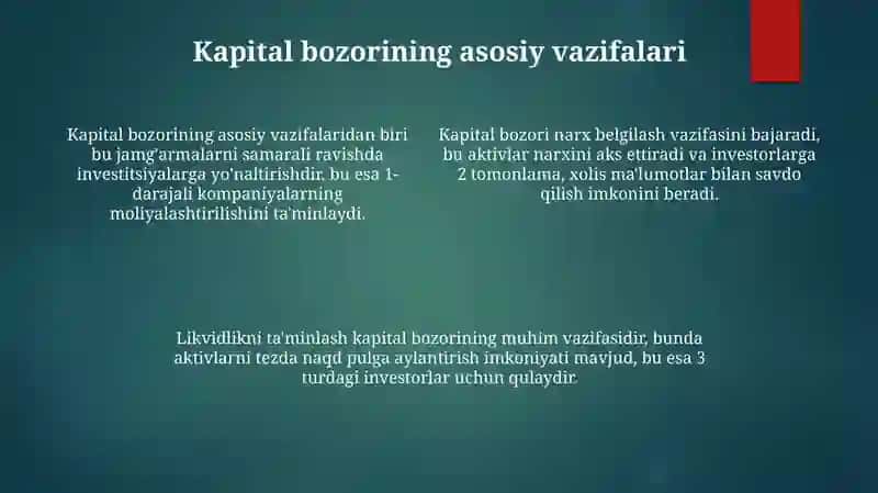 Kapital bozorining vazifalari 4