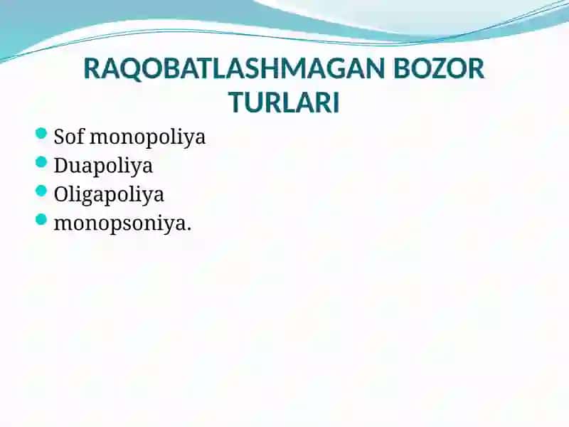 Raqobat va yakkahokimlik 4