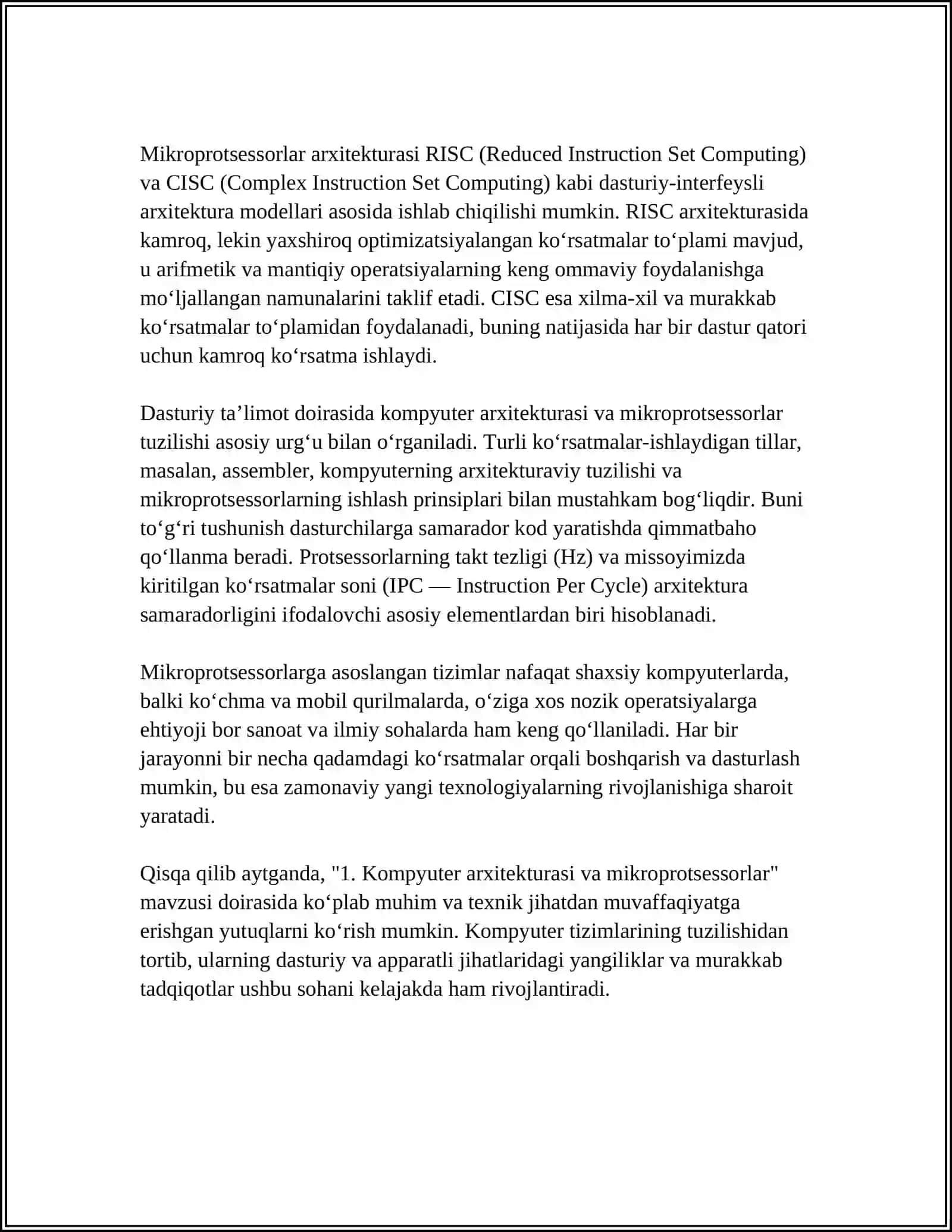 KOMPYUTERNING TEXNIK VA DASTURIY TA’LIMOTI 4