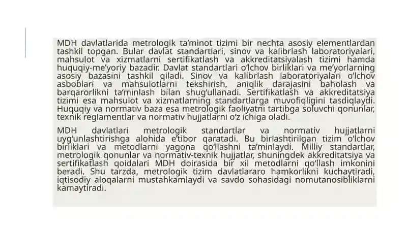 MDH davlatlarida metrologik ta'minotni muvofiqlashtirish 4