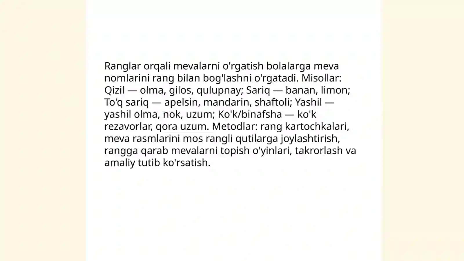 Bolalarga meva nomlarini o'rgatish 4