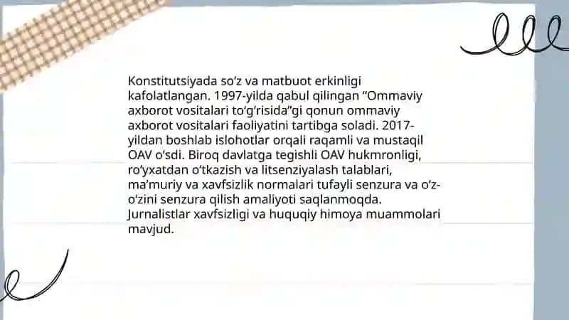 Oʻzbekiston respublikasida ommaviy axborot vositalarining faoliyati 4