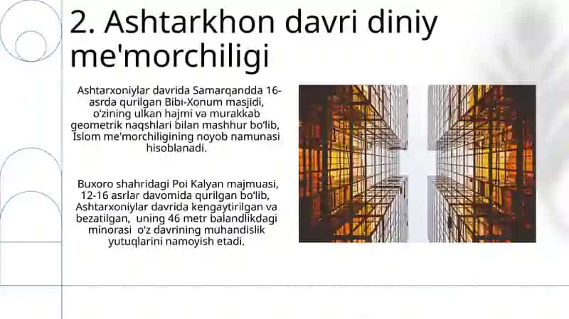 Ashtarxonilar davrida binokorlik 4