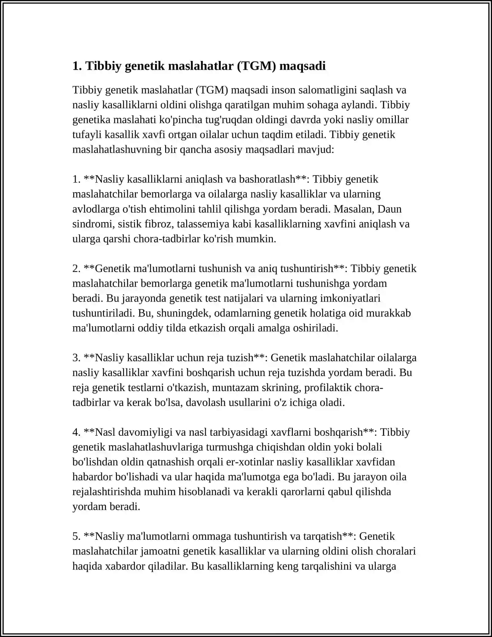 TIBBIY GENETIK MASLAHATLAR( TGM) 4