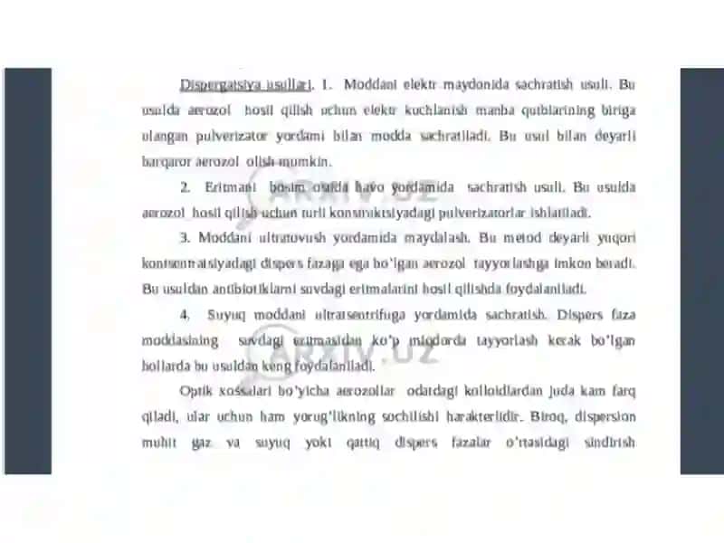 Dispersion muhiti va Dağal Dispers Sistemalar 4