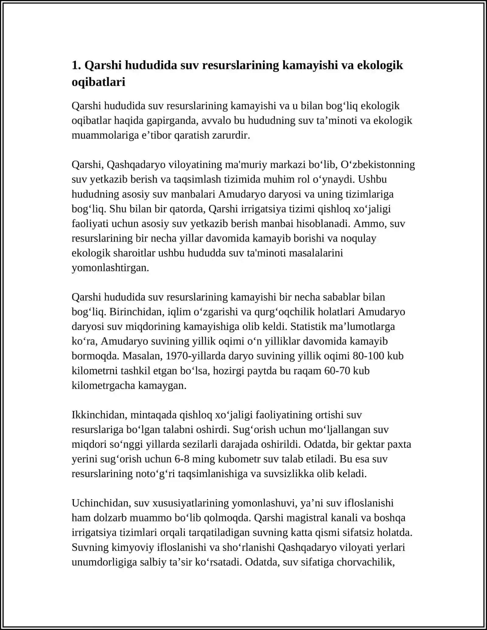 QARSHI DAVLAT UNIVERSITETI GEOGRAFIYA HOZIRGI ZAMON EKOLOGIK MUAMOLARI 4