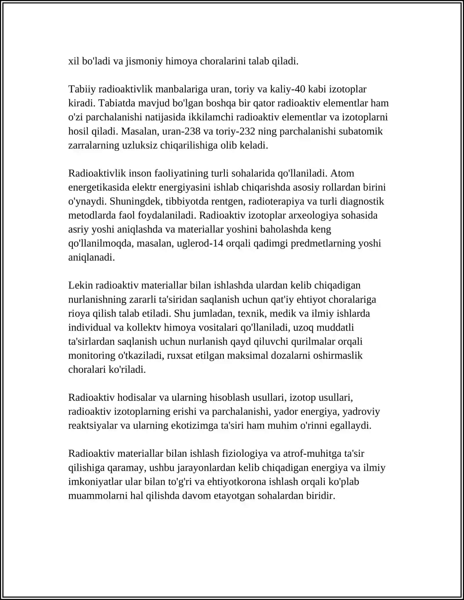 RADIOAKTIVLIKNING OʻRGANILISHI 4
