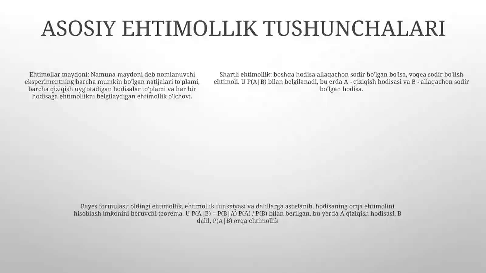 Tóla Ehtimollik Va BayesFórmulalari 4