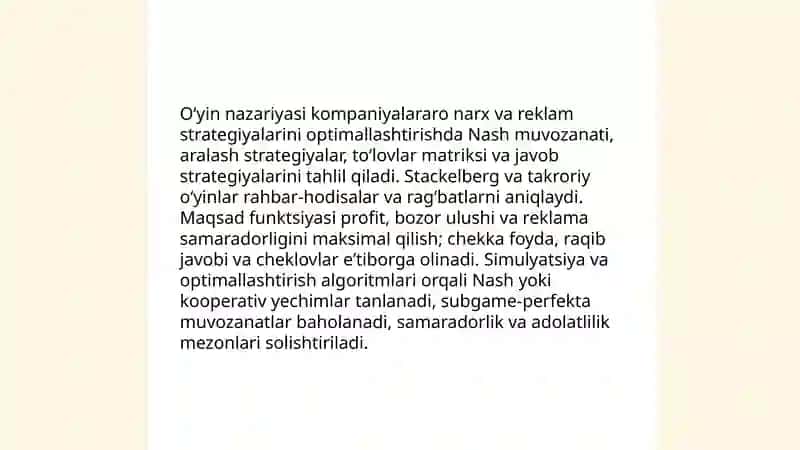 Iqtisodiy masalalarning maqbul yechimi 4
