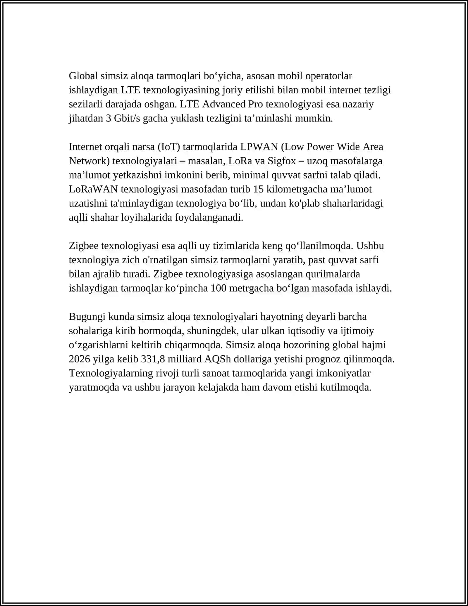 SIMSIZ AXBOROTNI UZATISH MUHITLARI 4