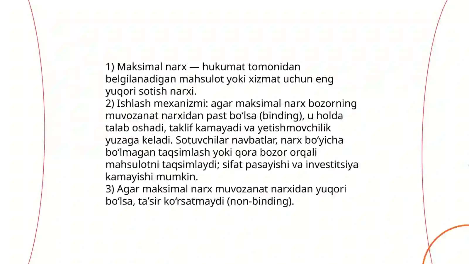 Bozor muvozanati maksimal va minimal narxlar 4