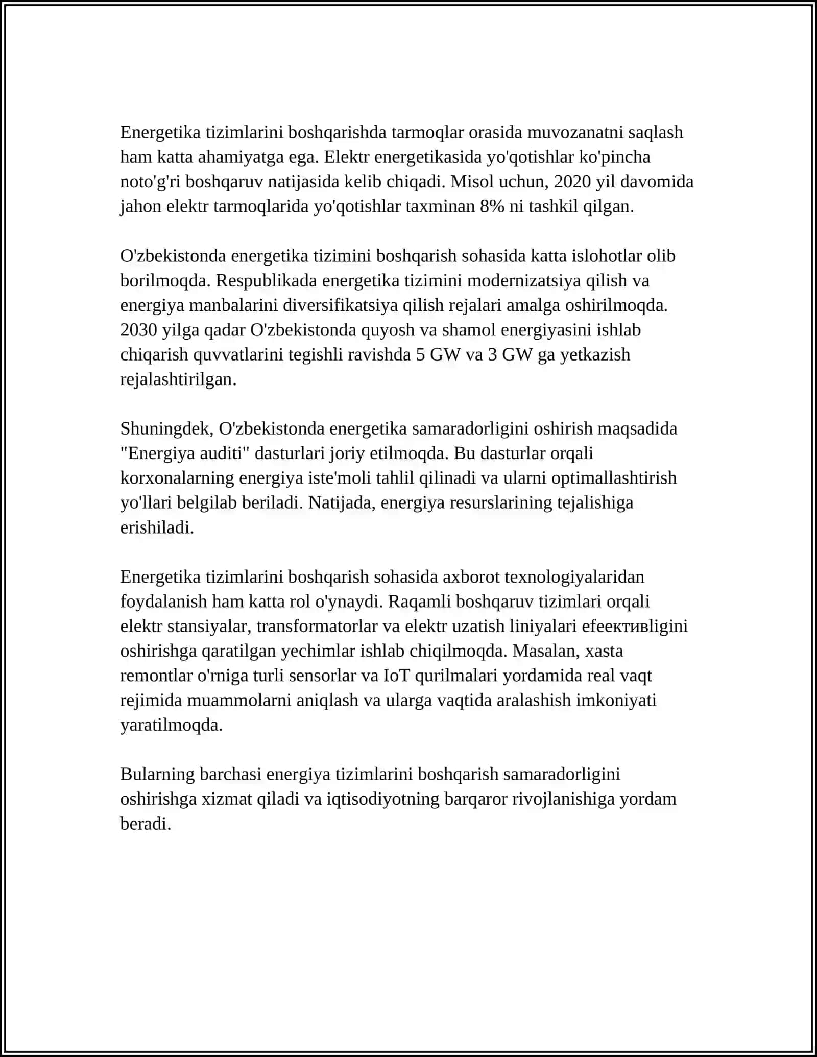 Energetika tizimlarini boshqarish 4