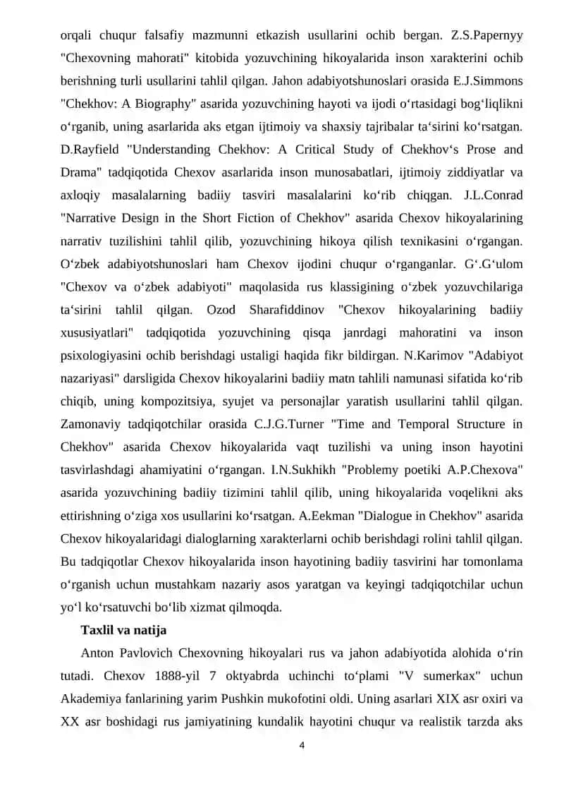 Chexov hikoyalarida  inson hayotining badiiy tasviri 4