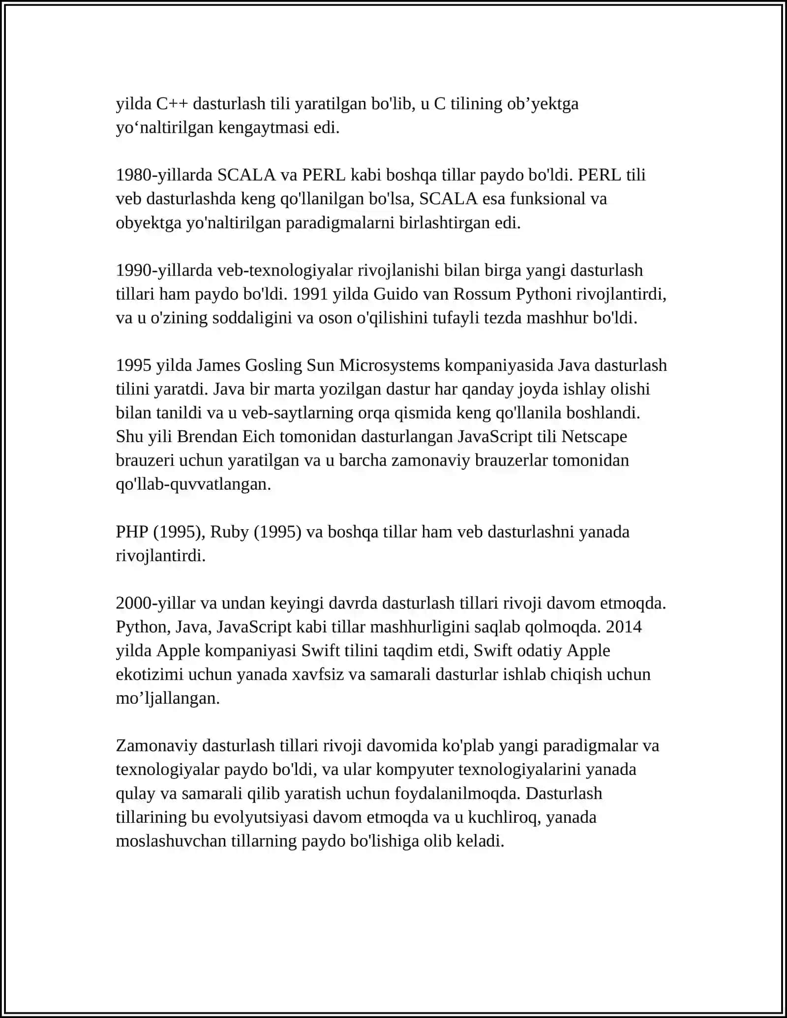 ZAMONAVIY DASTURLASH TILLARI 4