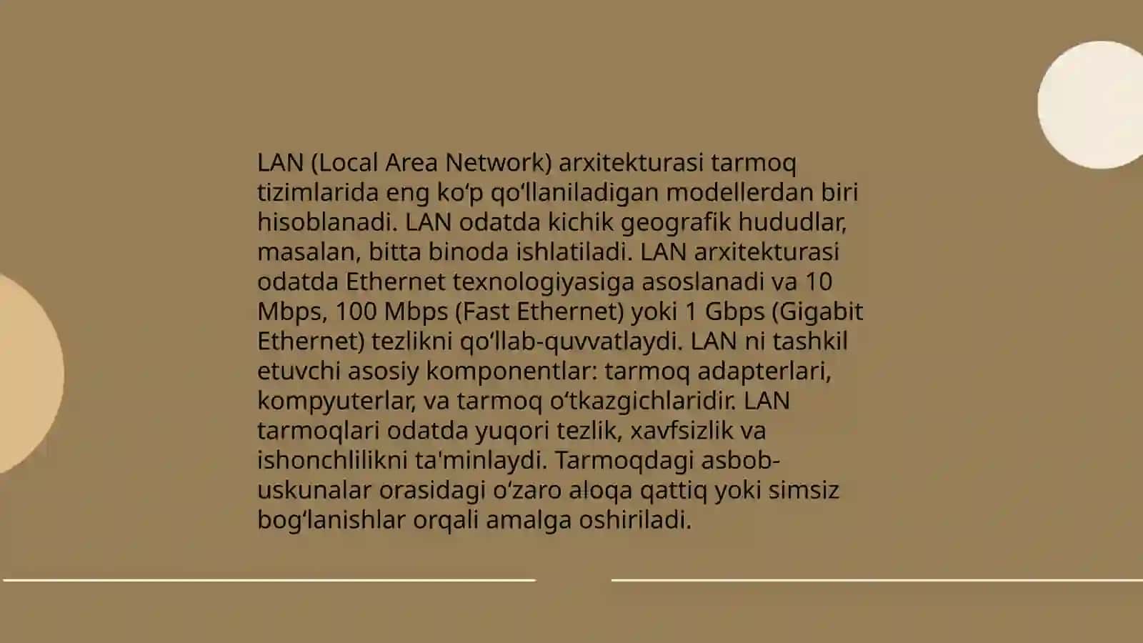 Mahalliy tarmoqlarning (LAN) asosiy tushunchalari 4