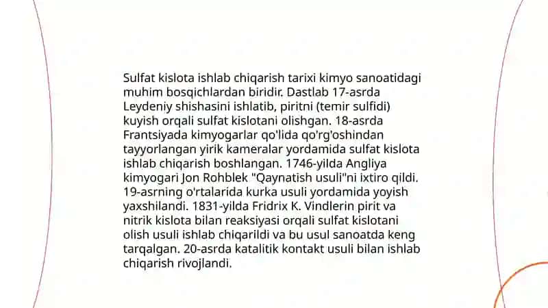 Sulfat kislota ishlab chiqarishning mineral usuli 4