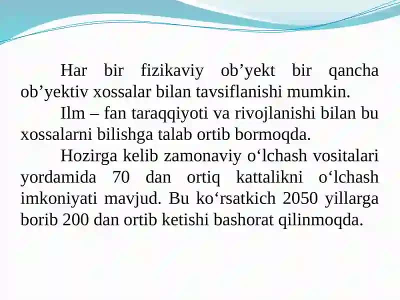 KATTALIKLAR VA O‘LCHASH BIRLIKLARI 4