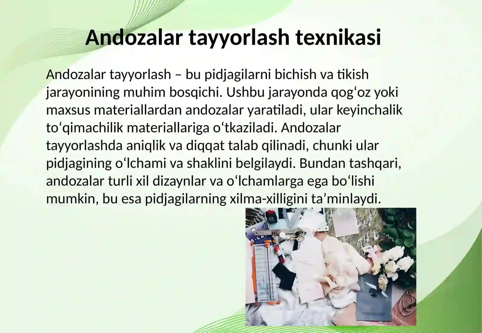 Ayollar pidjagini bichish-tikish va andozalar tayyorlash 4