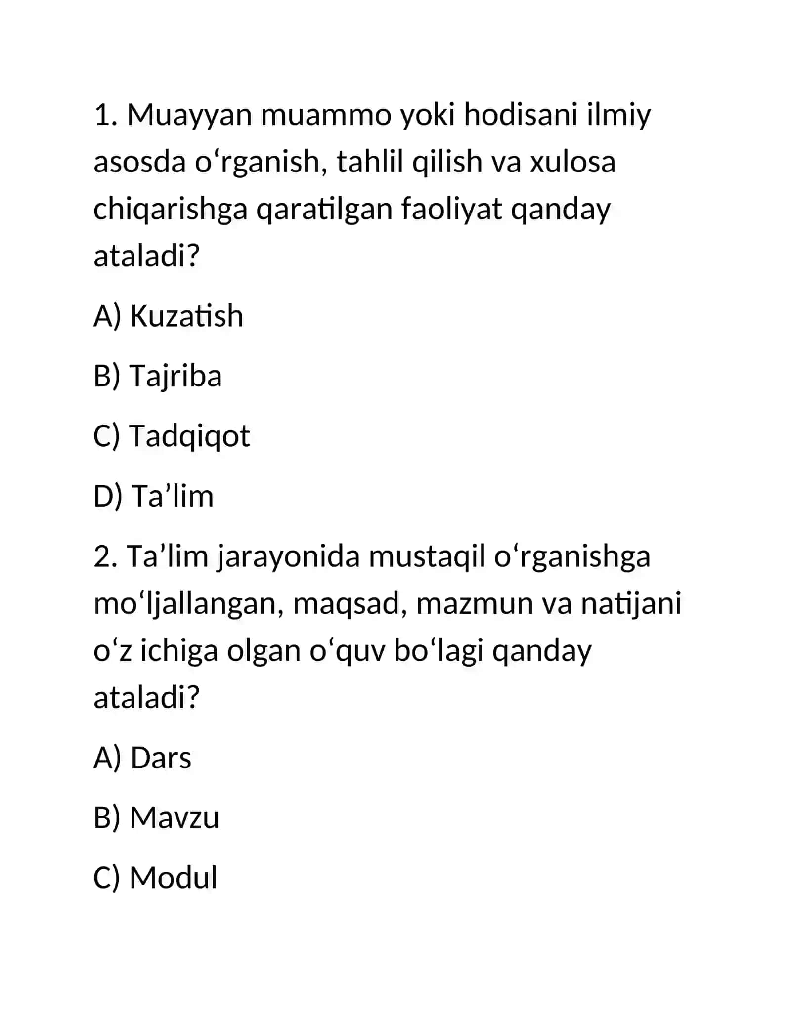 Pedagogika fanidan tayyorlagan mustaqil ishi 4