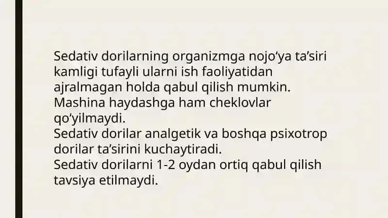 Sedativ dorilar tuzlari 4