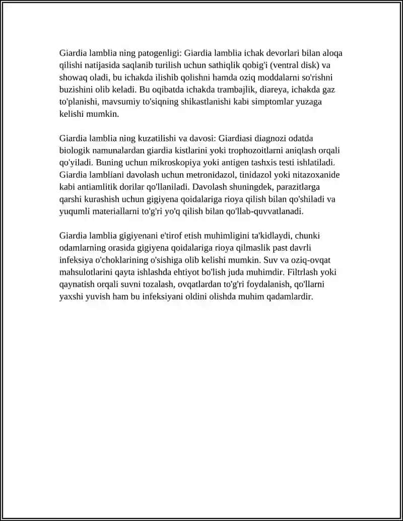 ODAMDA PARAZITLIK QILUVCHI SODDA HAYVONLAR 4