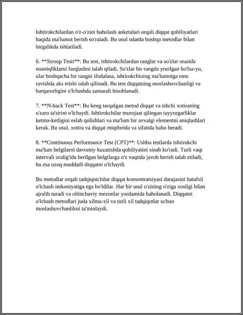 Diqqat Konsentratsiyasini Eksperimental O'rgatish 4