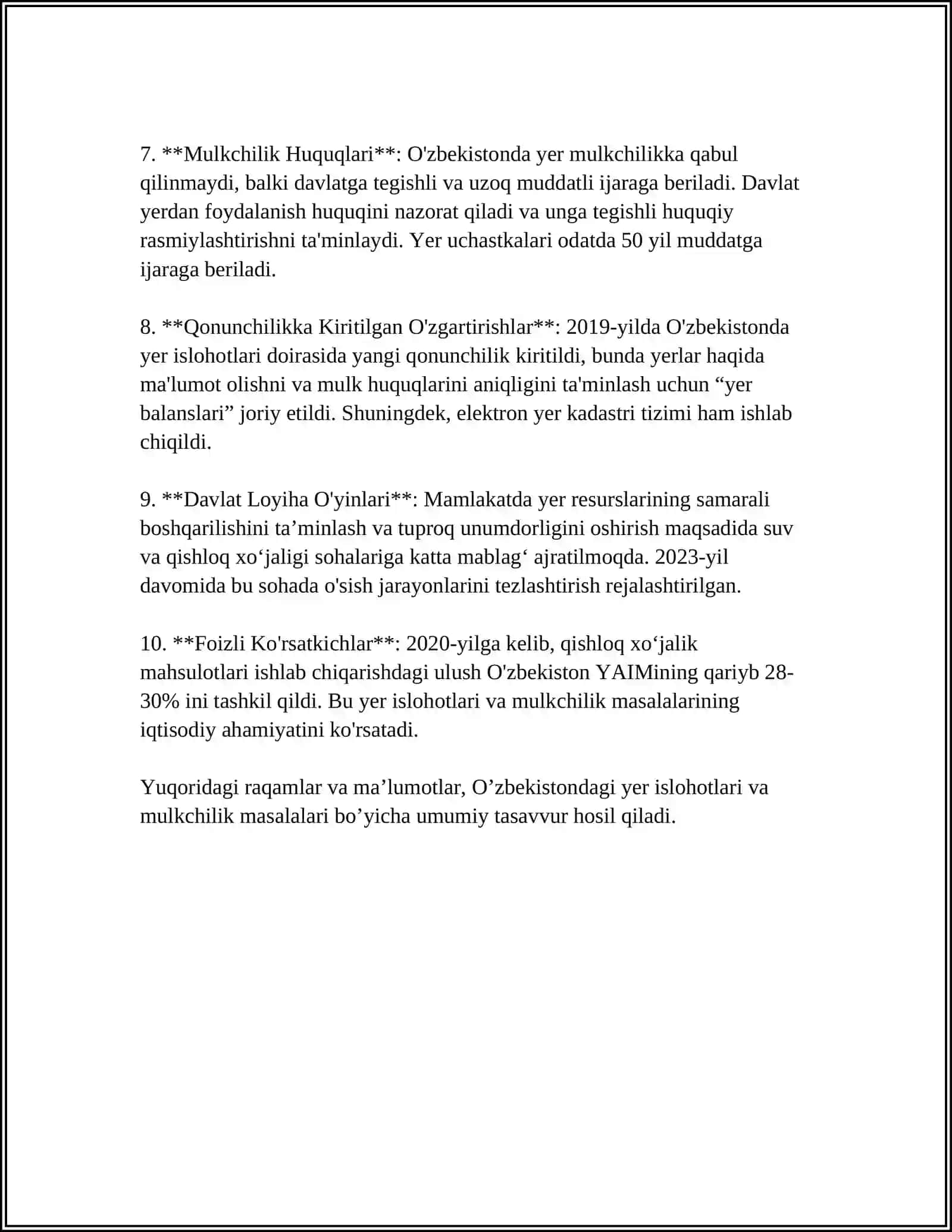 Yer islohotlari va mulkchilik masalalari 4
