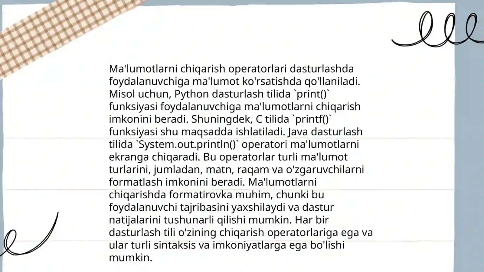 Ma’lumotlarni kiritish operatorlari 4