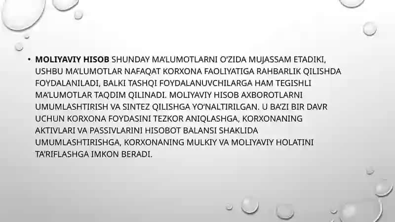 Moliyaviy hisob va hisobot faniga kirish 4