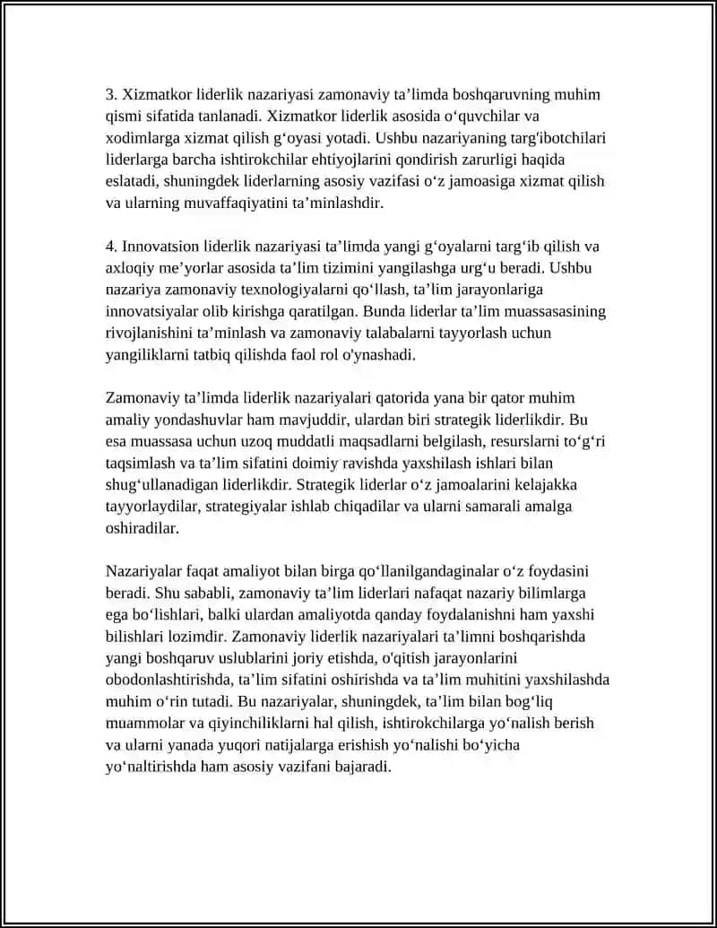 Zamonaviy ta'limda liderlik va boshqaruvning o‘rni 4