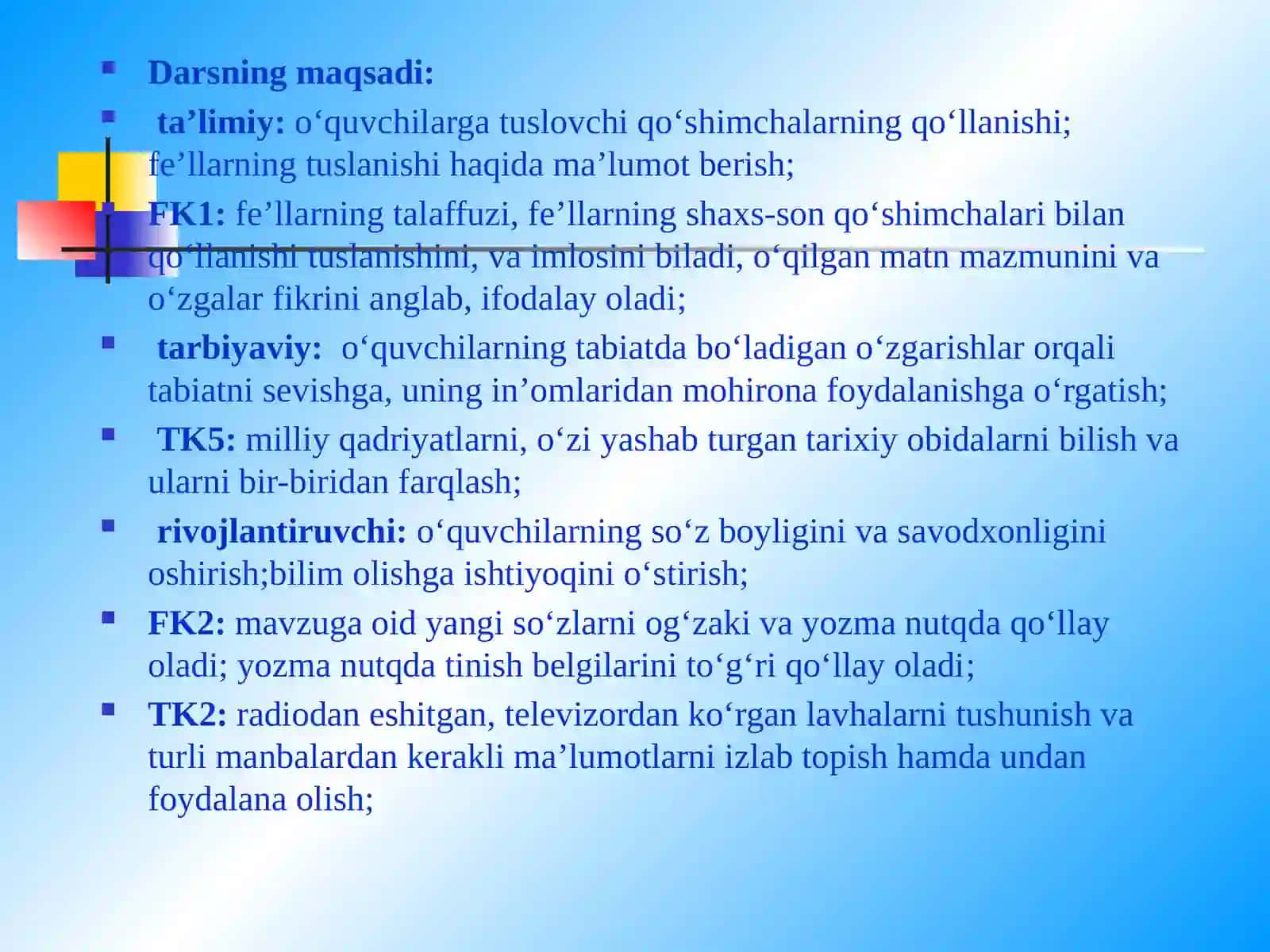 Fe’llarning tuslanishi 4