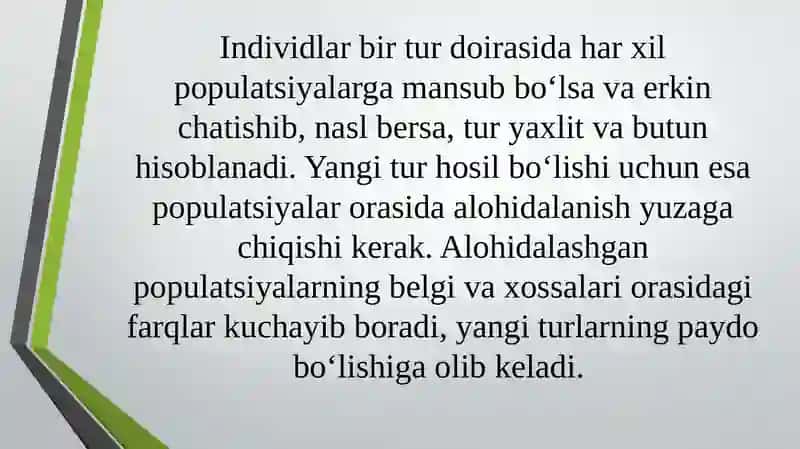 10-sinflarda“Turlarning paydo bo`lishi.”mavzusida 1 soatlik dars ishlanmasi 4