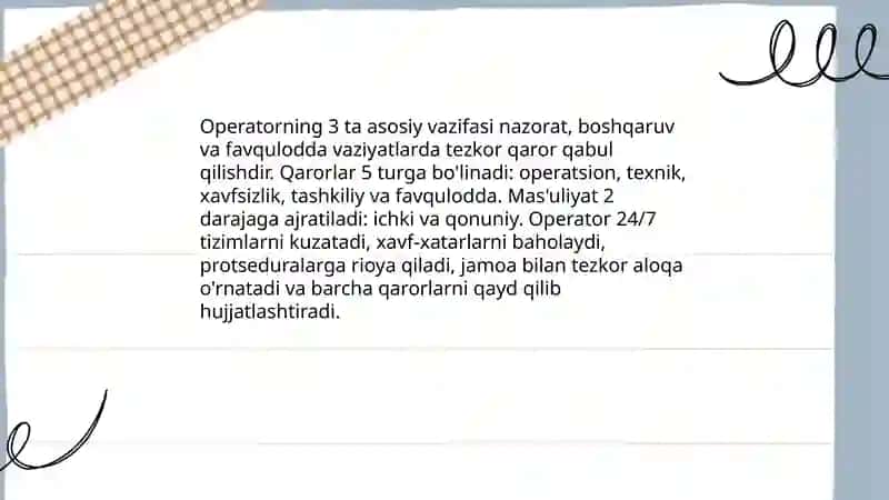 Operator faoliyatida qaror qabul qilish 4