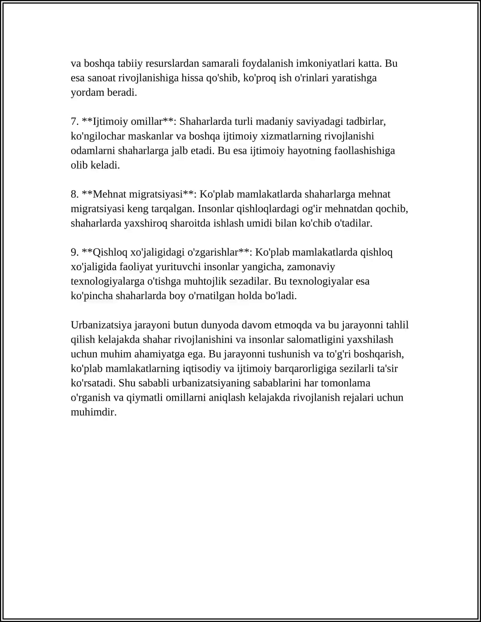 JAHON MAMLAKATLARINING URBANIZATSIYASI 4