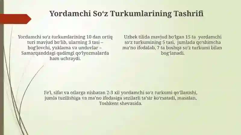 Yordamchi So'z Turkumlari 4