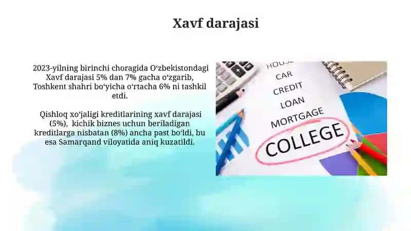 Kreditlar boʻyicha foiz stavkalari 4