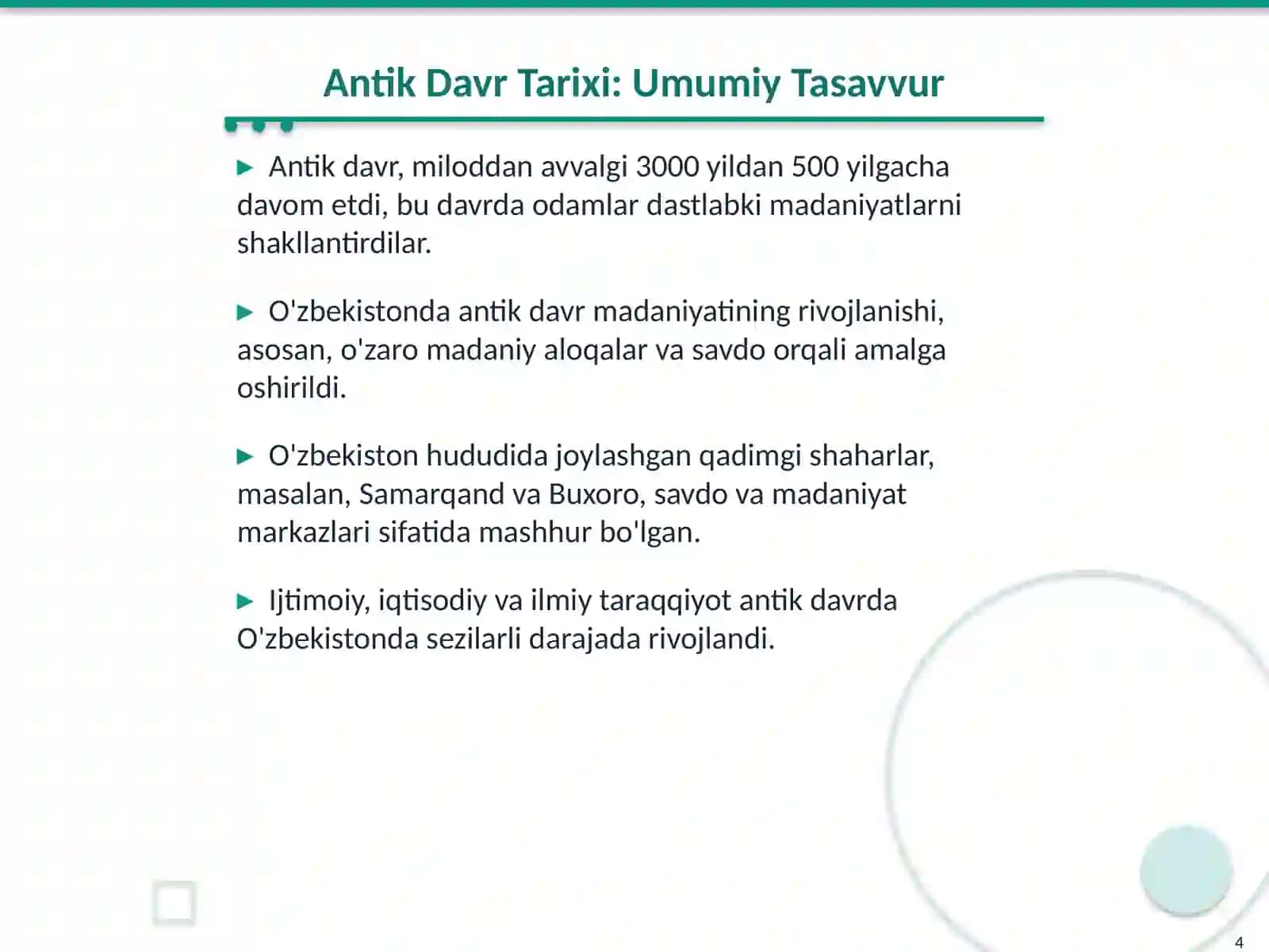 O'zbekistonda Antik Davr Tarixining O'rganilishi 4