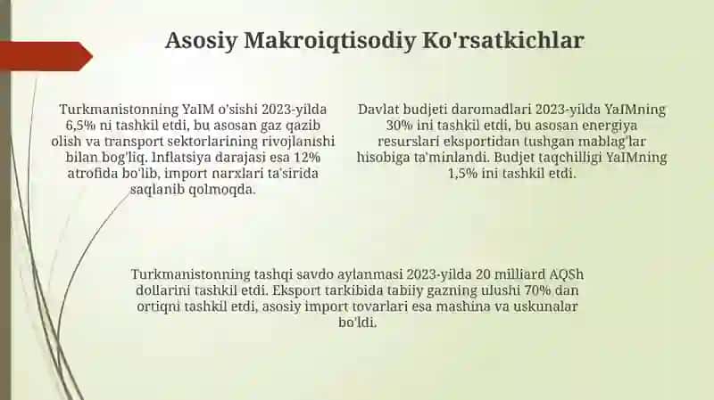 Turkmaniston iqtisodiyoti 4