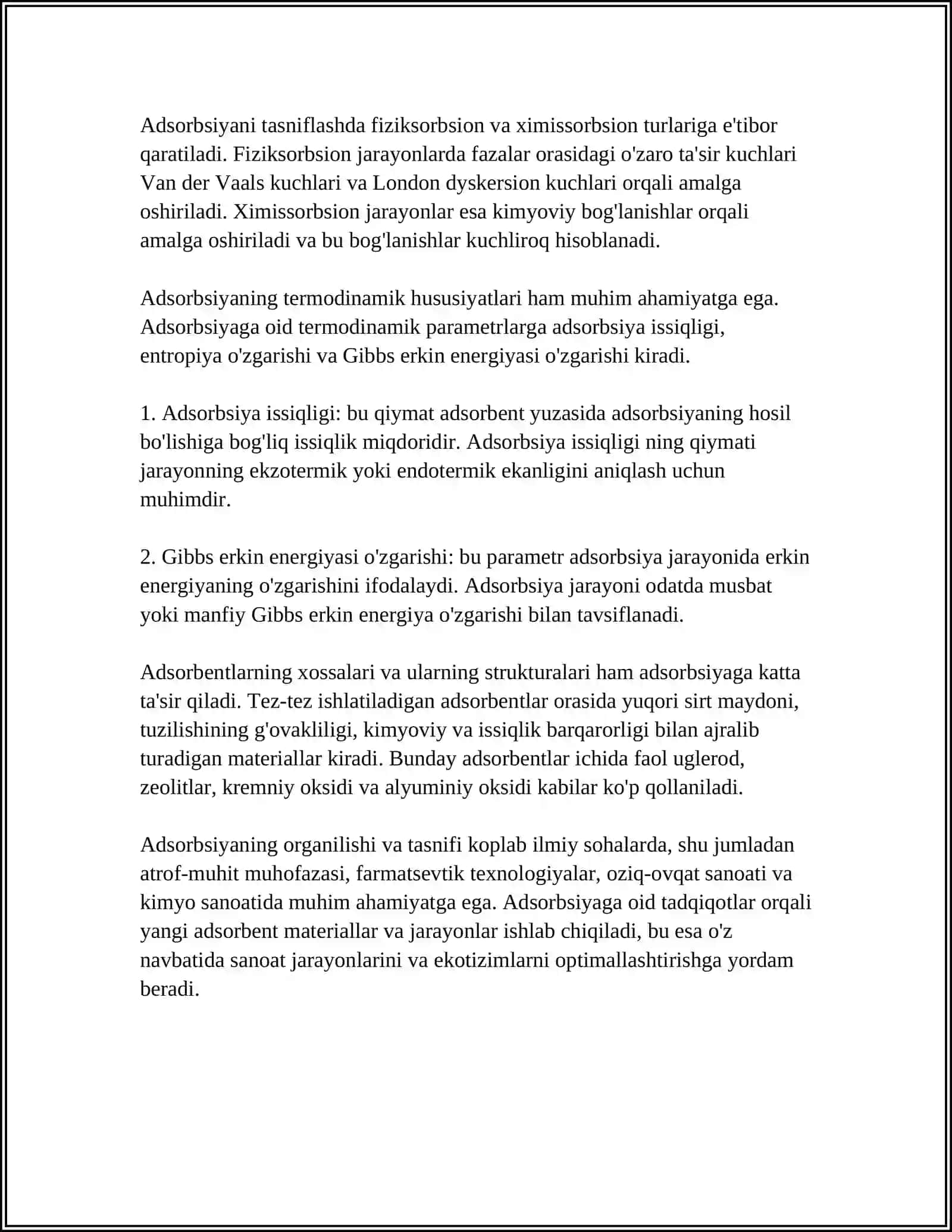 IKKI SUYUQLIK CHEGARASIDA BOʻLADIGAN ADSORBSIYA 4