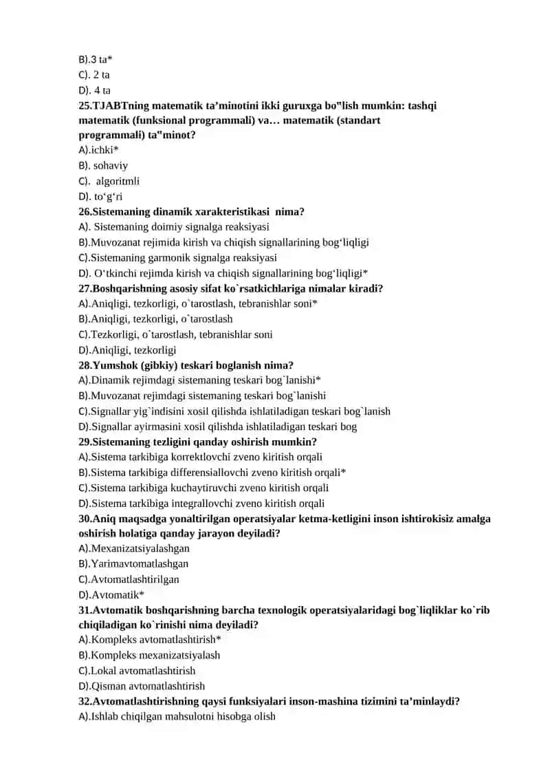Avtomatik nazorat va boshqarish 4