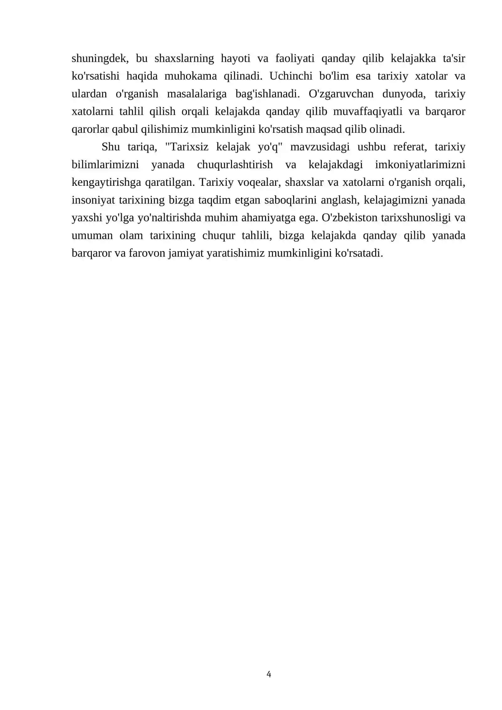Tarixsiz kelajak yo'q 4