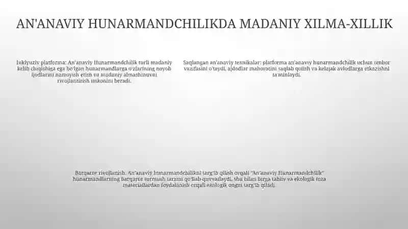 Anʼanaviy Hunarmandchilik 4