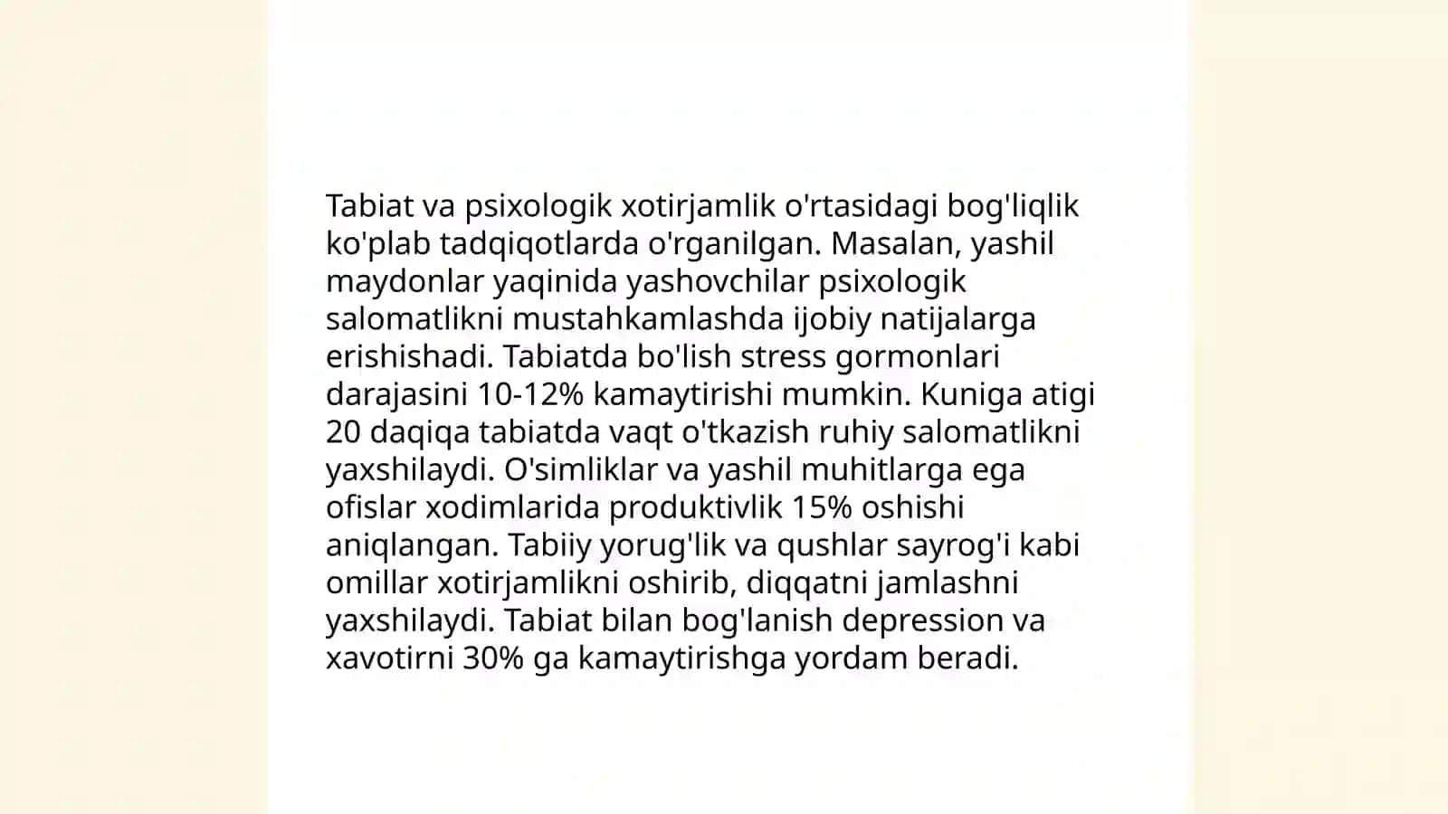Tabiatning inson hayotidagi o‘rni 4
