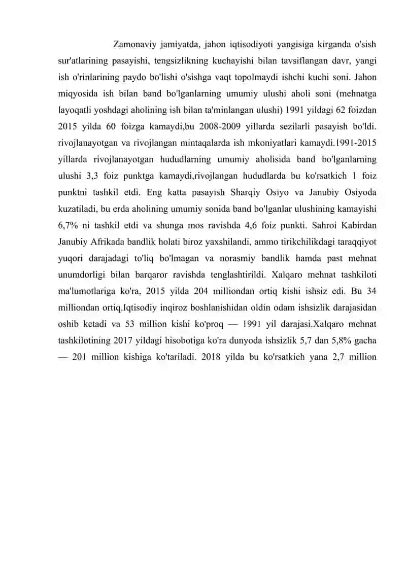 Zamonaviy dunyo makonida davlatning ichki siyosati ishsizlik 4