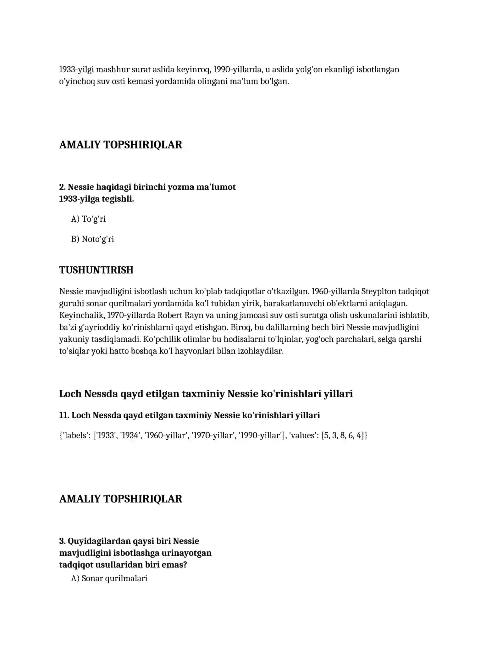 Lesson on Ingliz tili: Loch Ness, 8-sinf 4