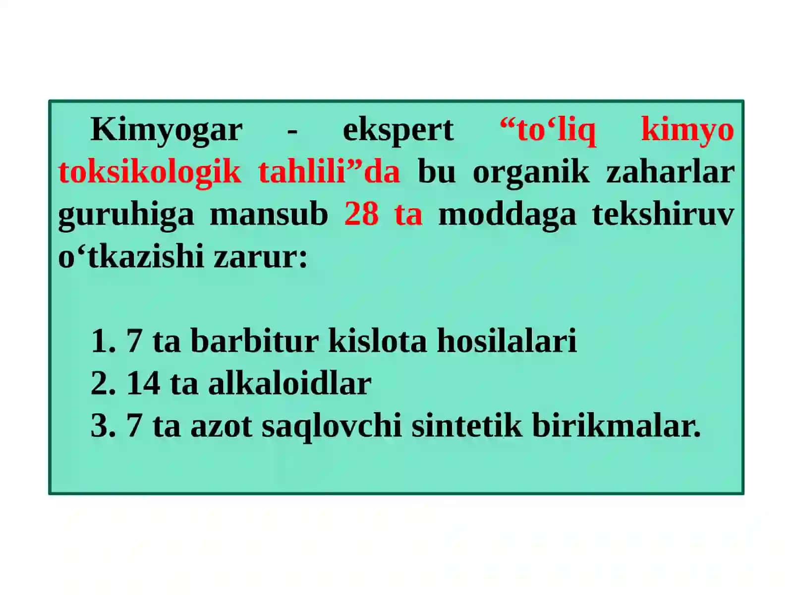ZAHARLI MODDALARNI BIOLOGIK OB’EKTDAN QUTBLI ERITUVCHILAR YORDAMIDA AJRATIB OLISH USULLARI 4