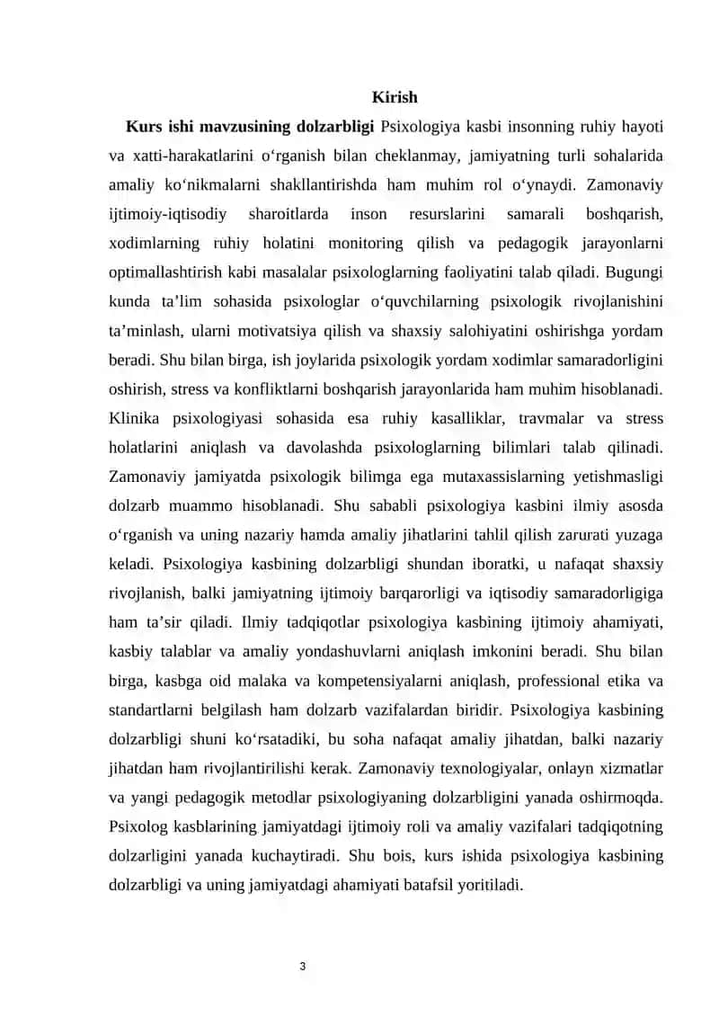 Psixologiya kasb sifatida kurs ishi 4